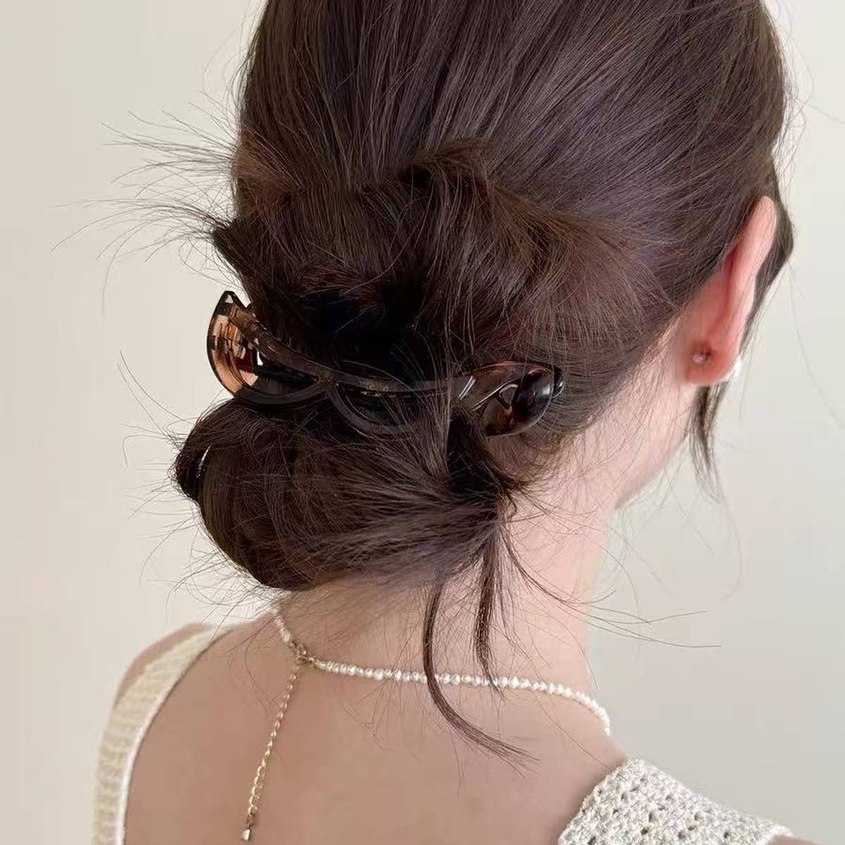 Bow Banana Hair Clip Elegant Ponytail Holder_Cwaha07559