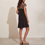 Stylish Patchwork Contrasting V-Neck Dress