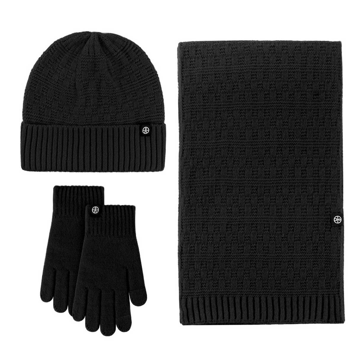 KNITTED GLOVES SCARF HAT WOOL THREE PIECE SET_CWMM2778