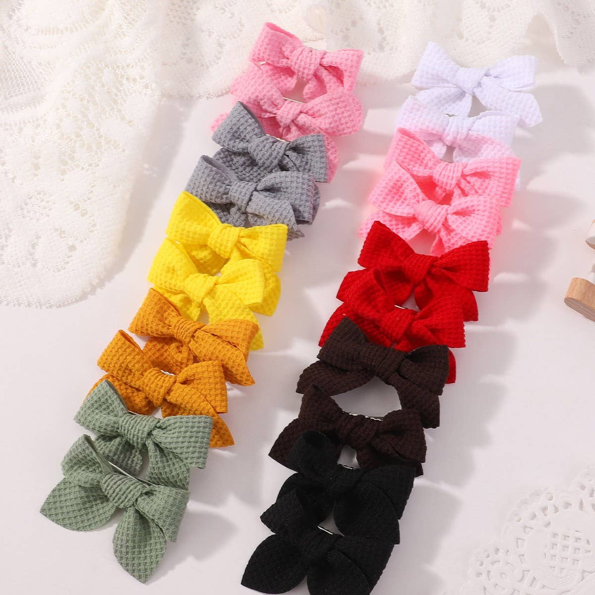 HANDMADE BABY BOW HAIR CLIP WITH CORN WEAVE FABRIC_CWAHA6737