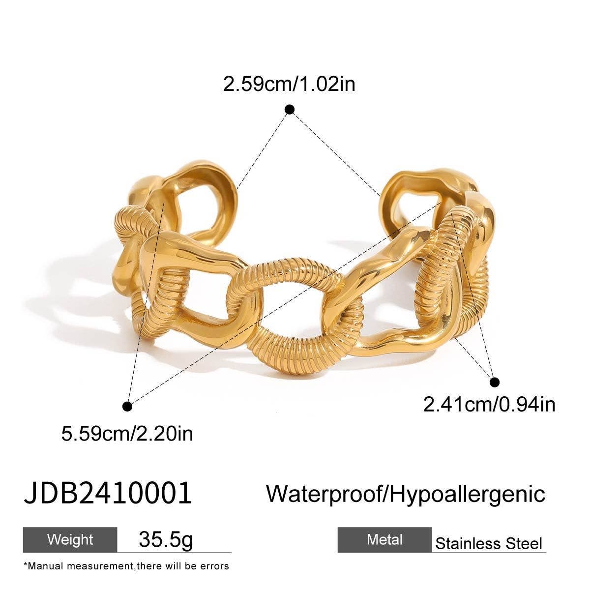 IRREGULAR CHAIN 18K GOLD STAINLESS STEEL BRACELET_CWAJE4672