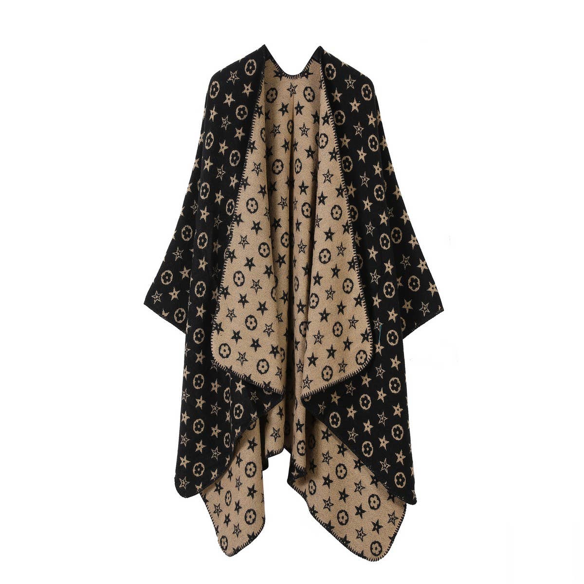FAUX CASHMERE SHAWL CAPE WITH OUTER CAPE SCARF_CWASC2218