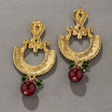 Vintage Large Beads Inlaid Rhinestone Earrings