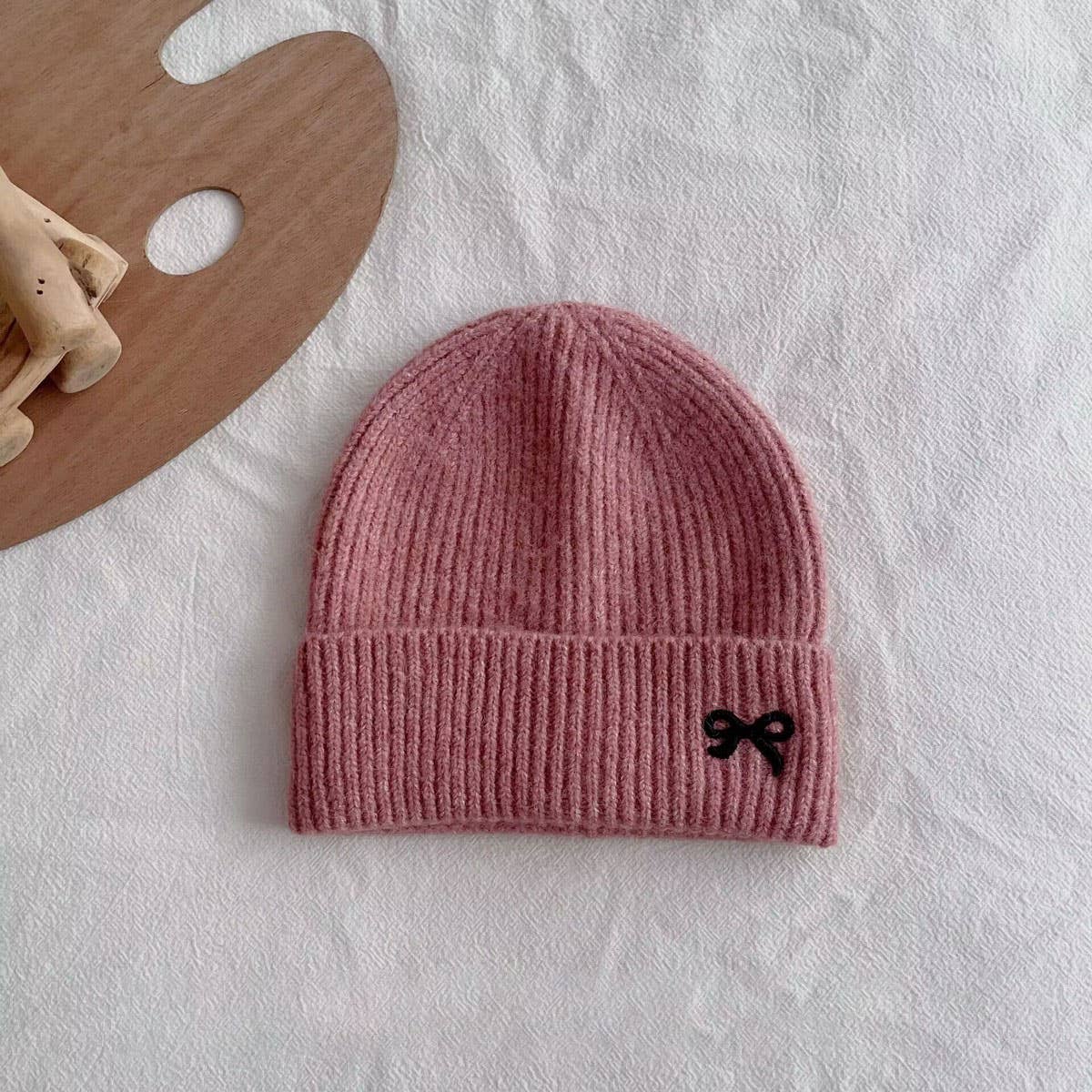 CHILDRENS WARM KNITTED HAT WITH BOW EMBROIDERY_CWAH2926