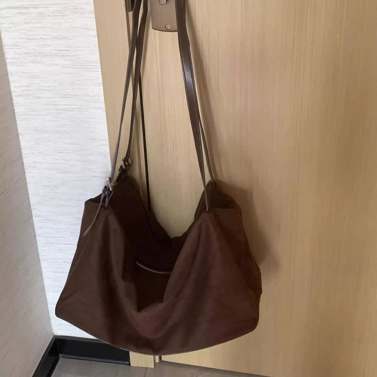 Large Capacity Velvet Double Strap Shoulder Bag_Cwab4113