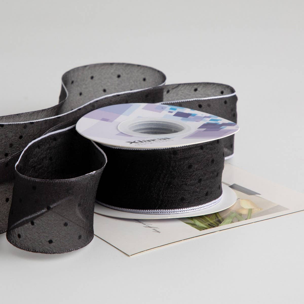 POLKA DOT FLOCKING RIBBON HANDMADE DIY BOW RIBBON_CWMM5781