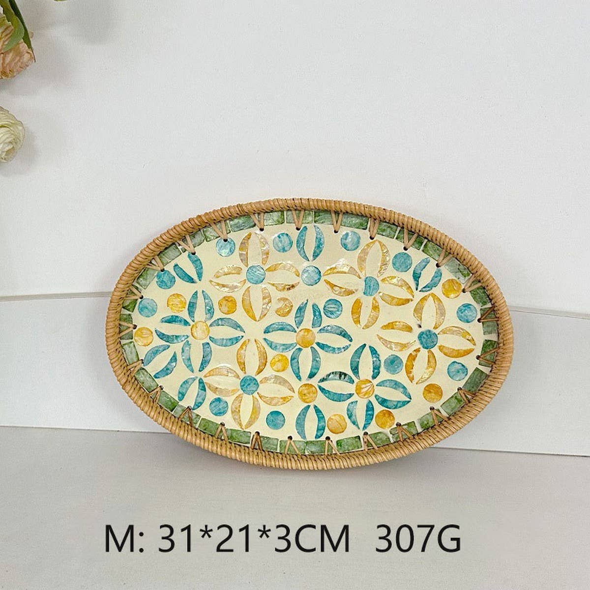 RATTAN OVAL FRUIT TEA SHELL TRAY STORAGE BASKET_CWMM4505