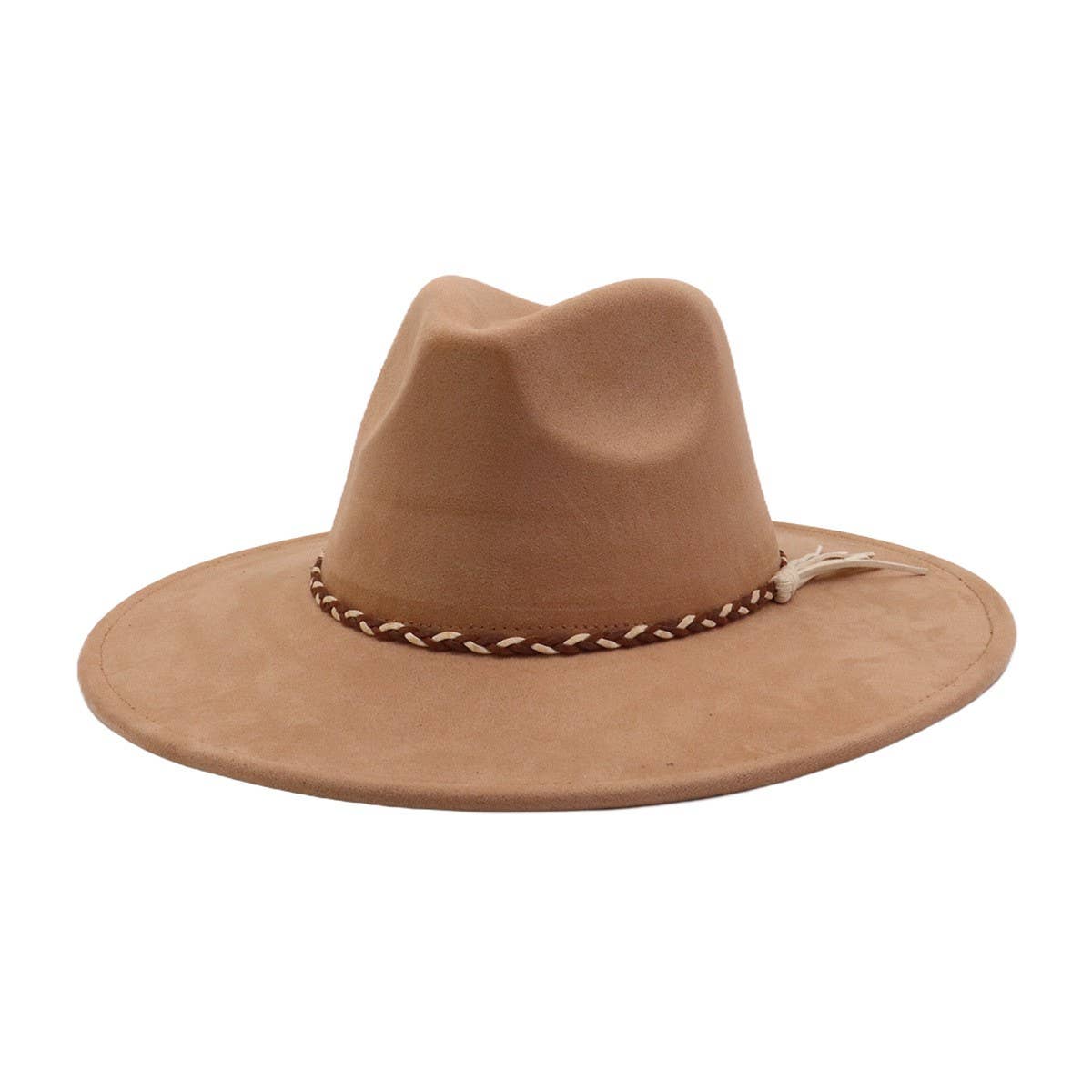 Unisex Suede Wide Brim Fedora Hat Couple Style_Cwah04448