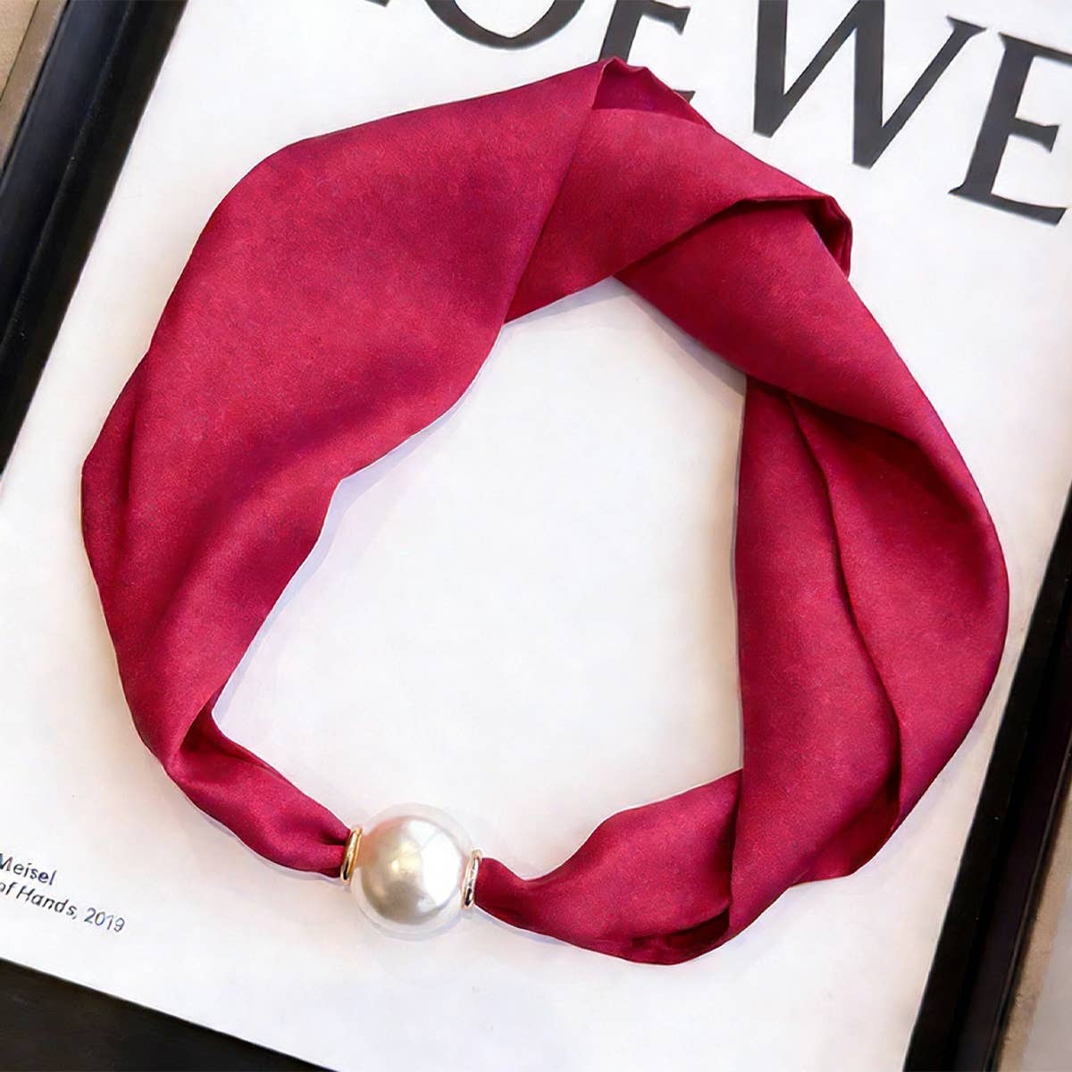 Solid Pearl Magnetic Silk Neck Scarf_Cwasc03939