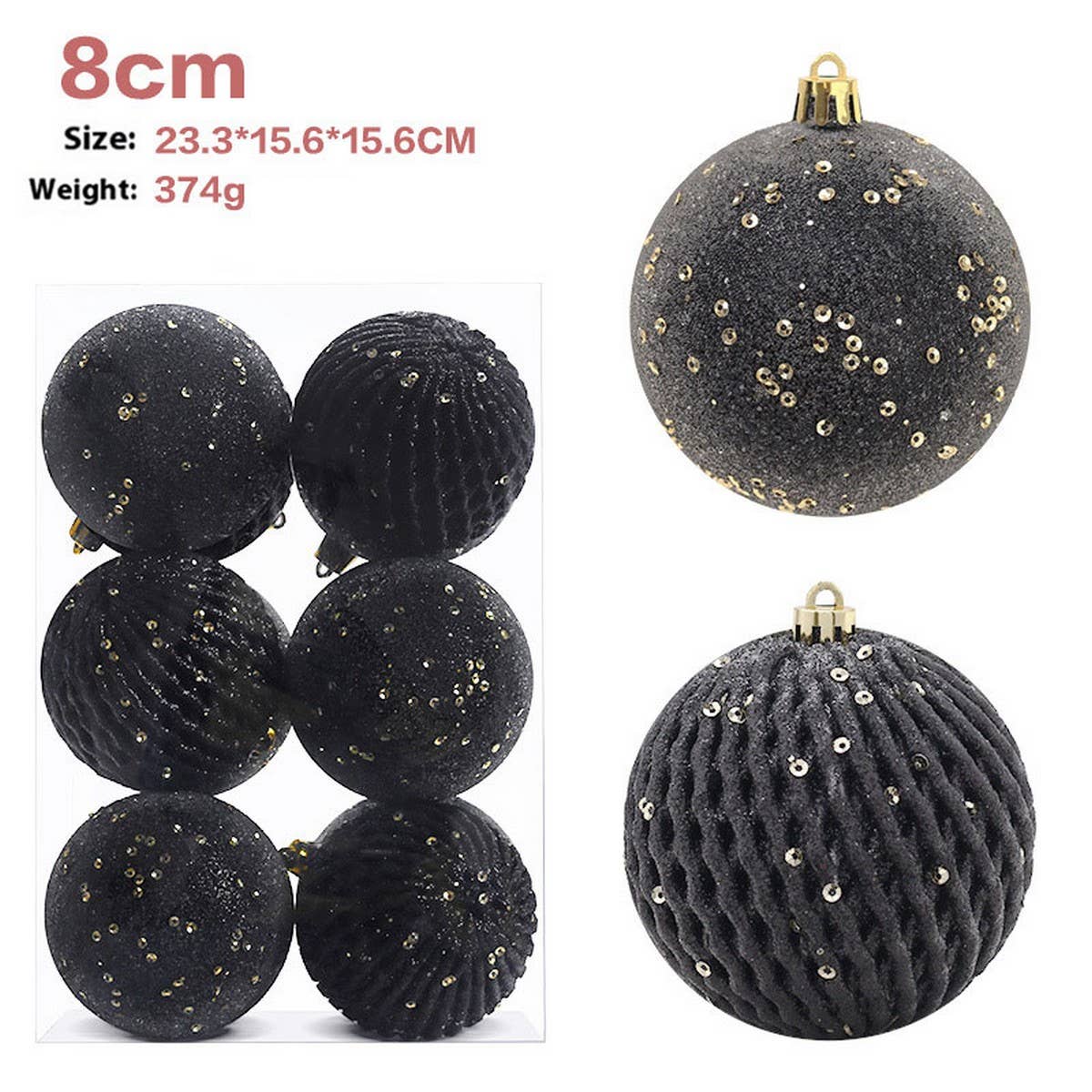 8CM 12PCS GLITTER XMAS BALL ORNAMENT SET_CWMM9871