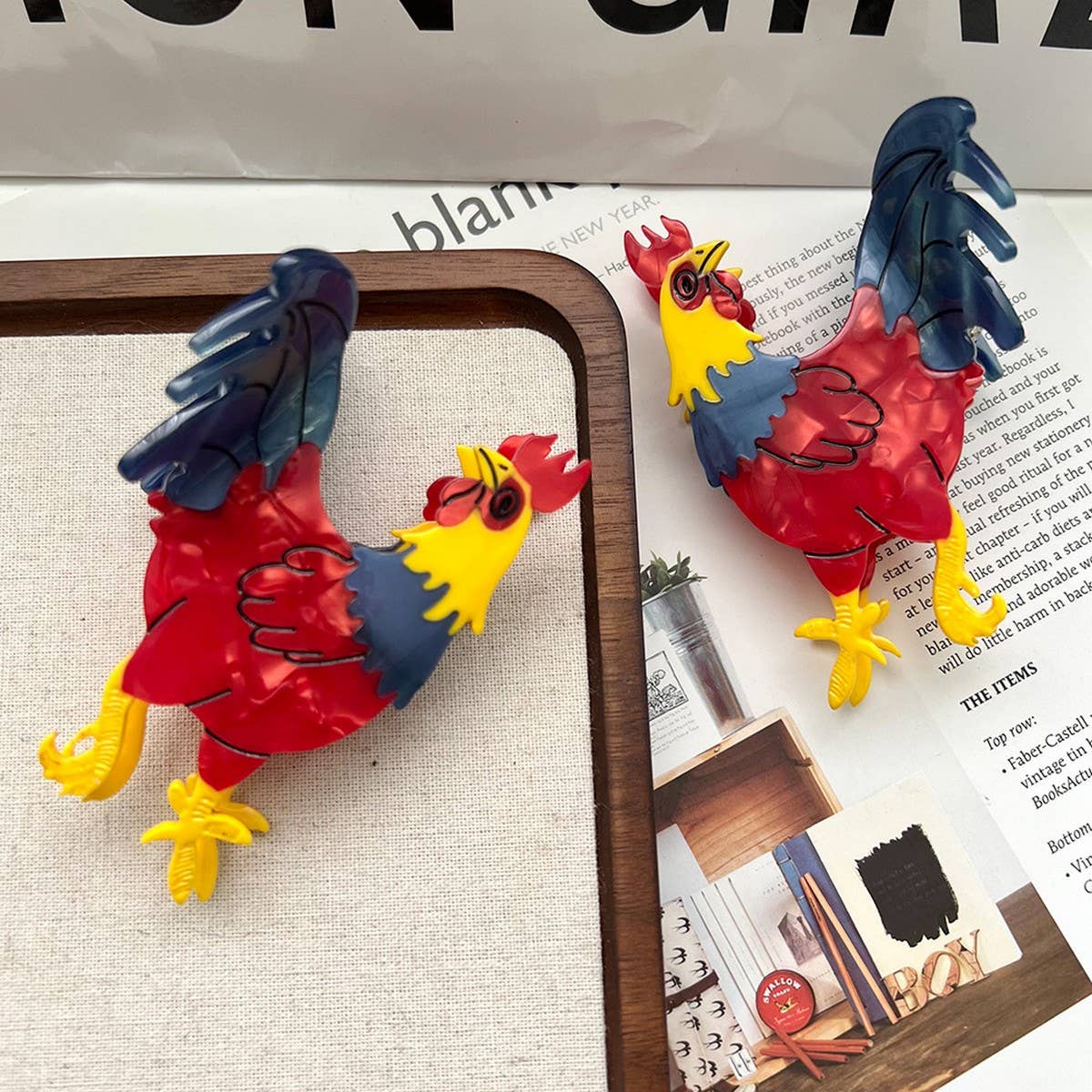 ROOSTER ACETATE SHARK HAIR CLAW CLIP FOR WOMEN_CWAHA5768