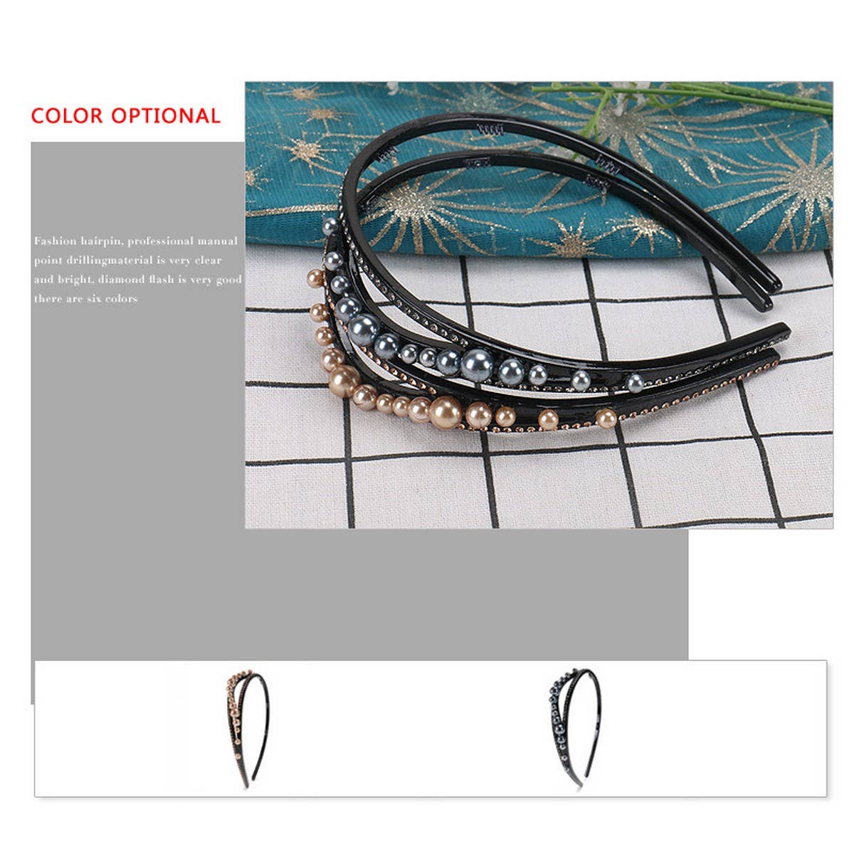 ACETATE GEOMETRIC BLACK PEARL HEADBAND_CWAHA4360