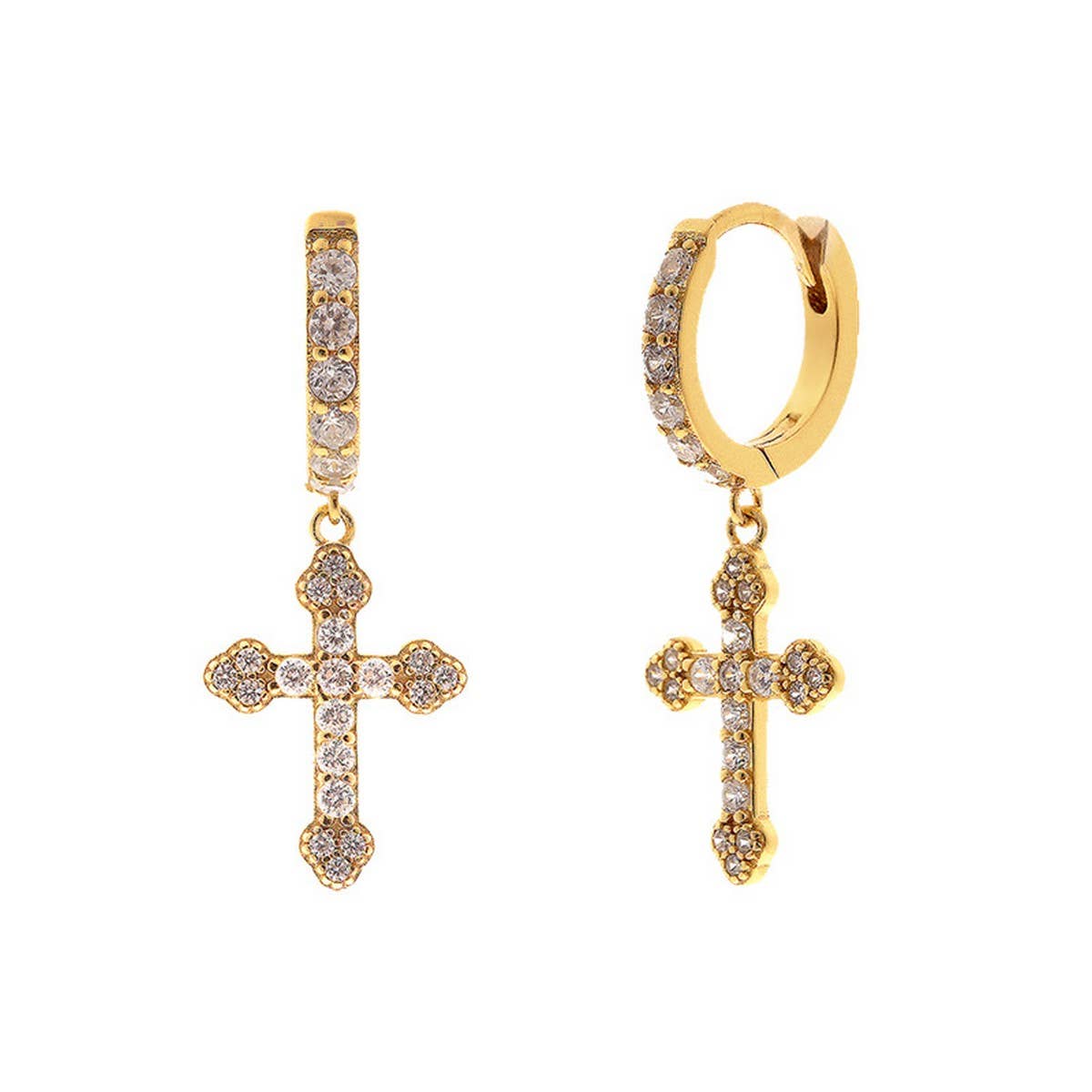 GEOMETRIC CROSS TRENDY FASHION HOOP EARRINGS_CWAJE1732