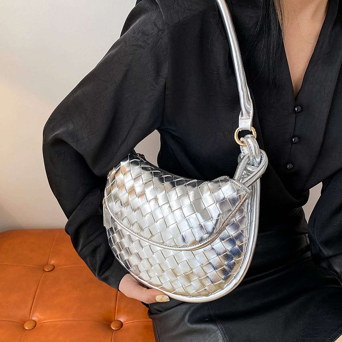 HANDMADE STRAW BAG FASHION ONE SHOULDER ARMPIT BAG_CWAB1912