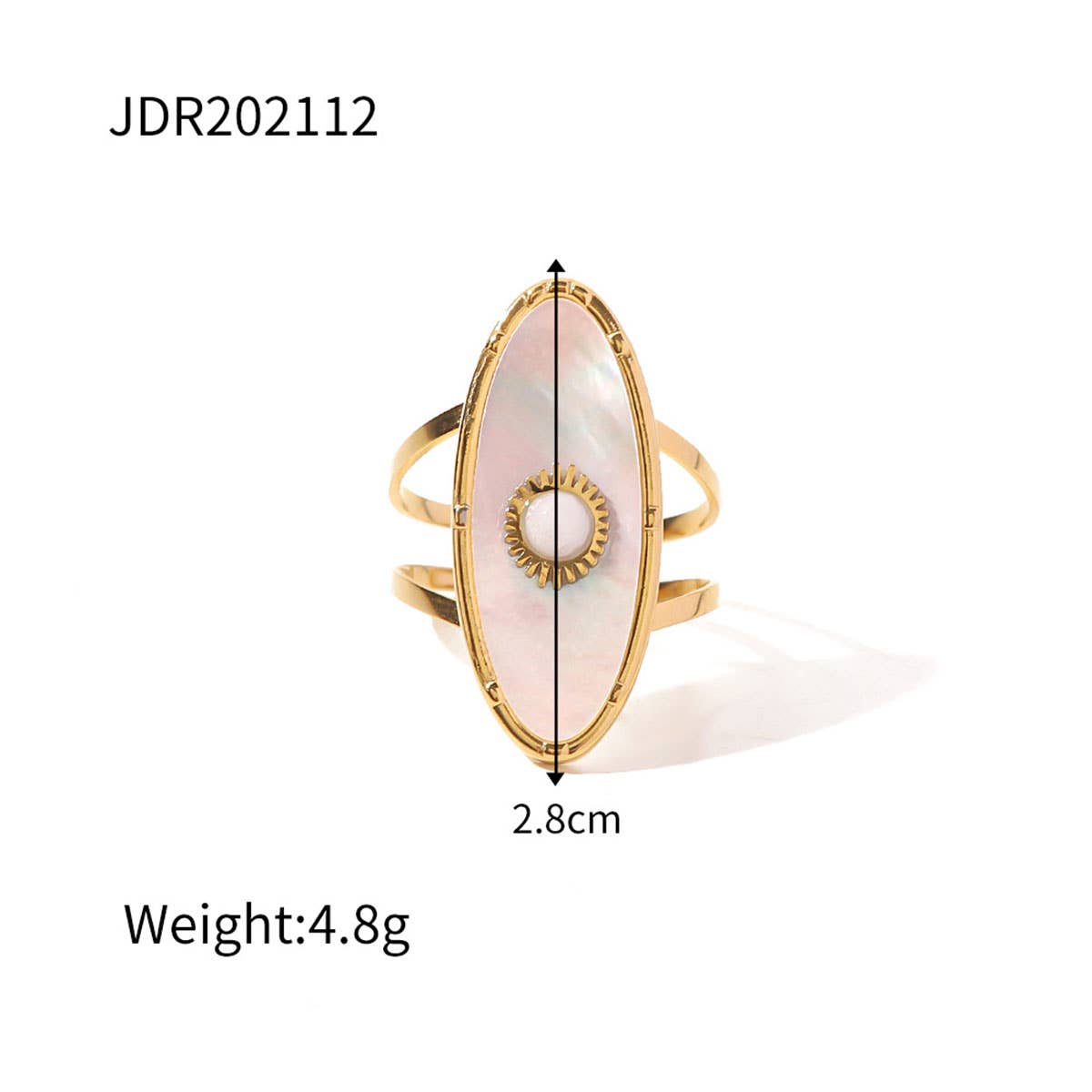 GOLD STAINLESS STEEL INLAID NATURAL STONE RINGS_CWAJE0611