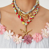 HANDMADE OCEAN SCARF NECKLACE WITH STAR DOLPHIN_CWMM8817