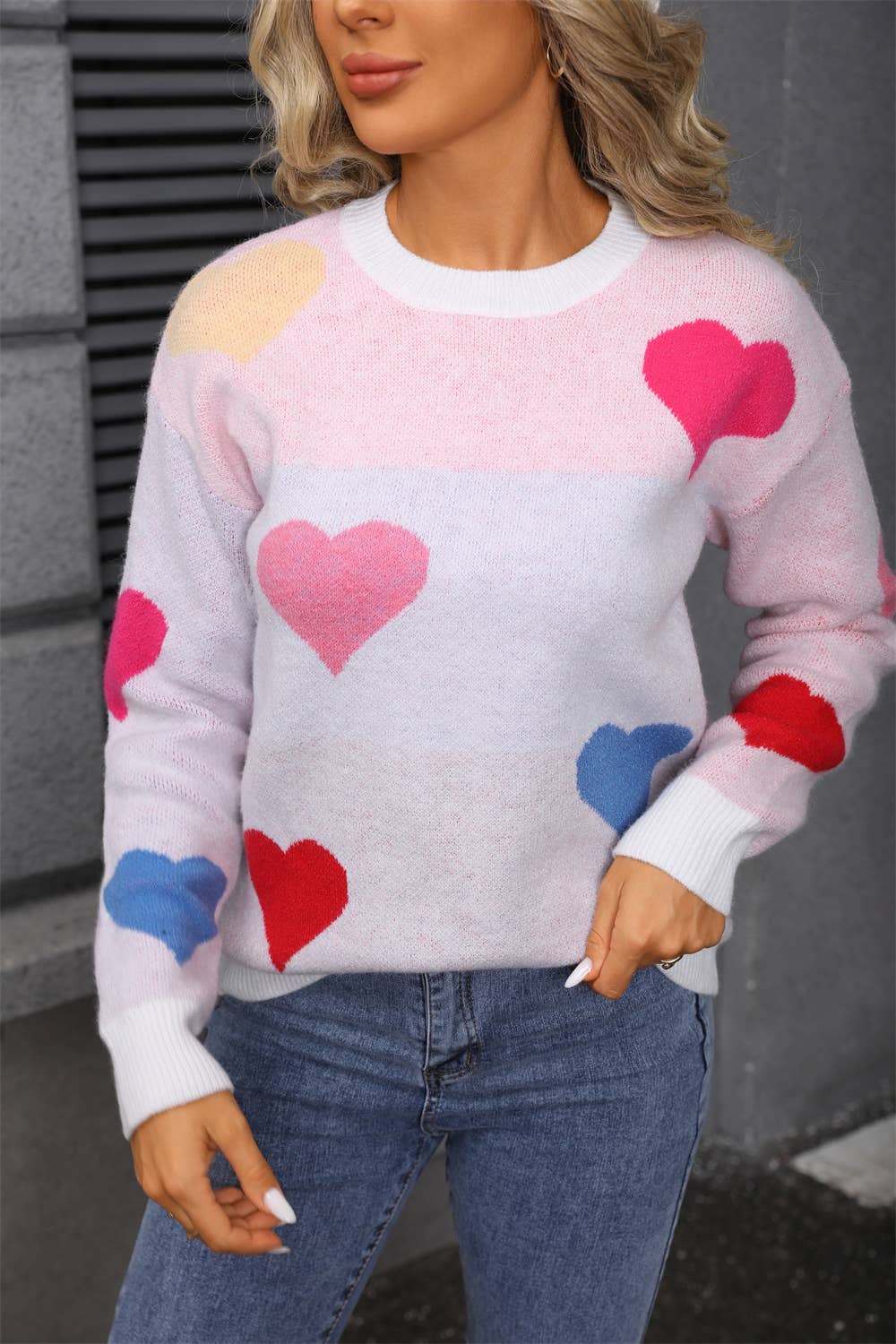 Valentines Day Small Heart Pullover Sweater