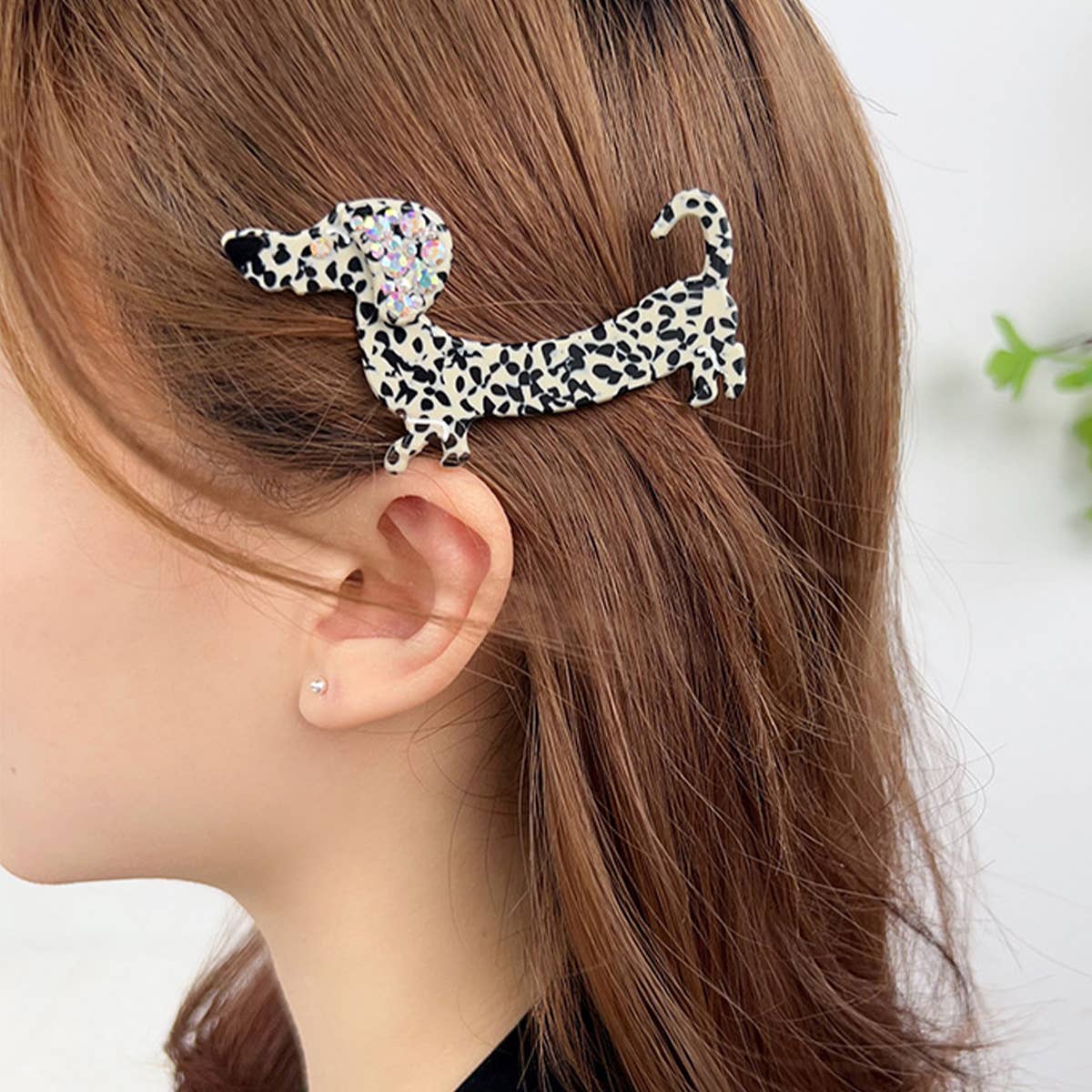 RHINESTONE DOG TEMPERAMENT GIRLY HAIR CLIP_CWAHA2073