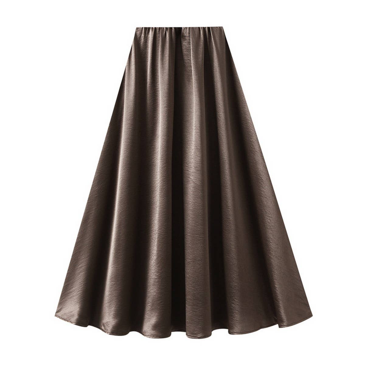 SATIN DRAPE MAXI SKIRT A LINE SKIRT_CWBMS0290