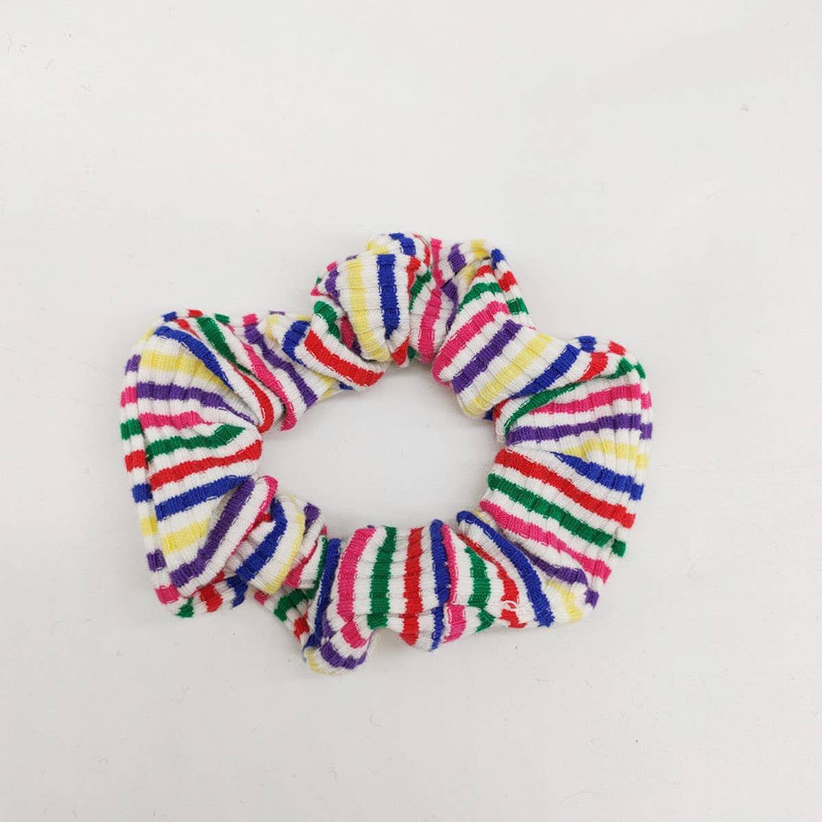 Winter Rainbow White Plush Hair Tie