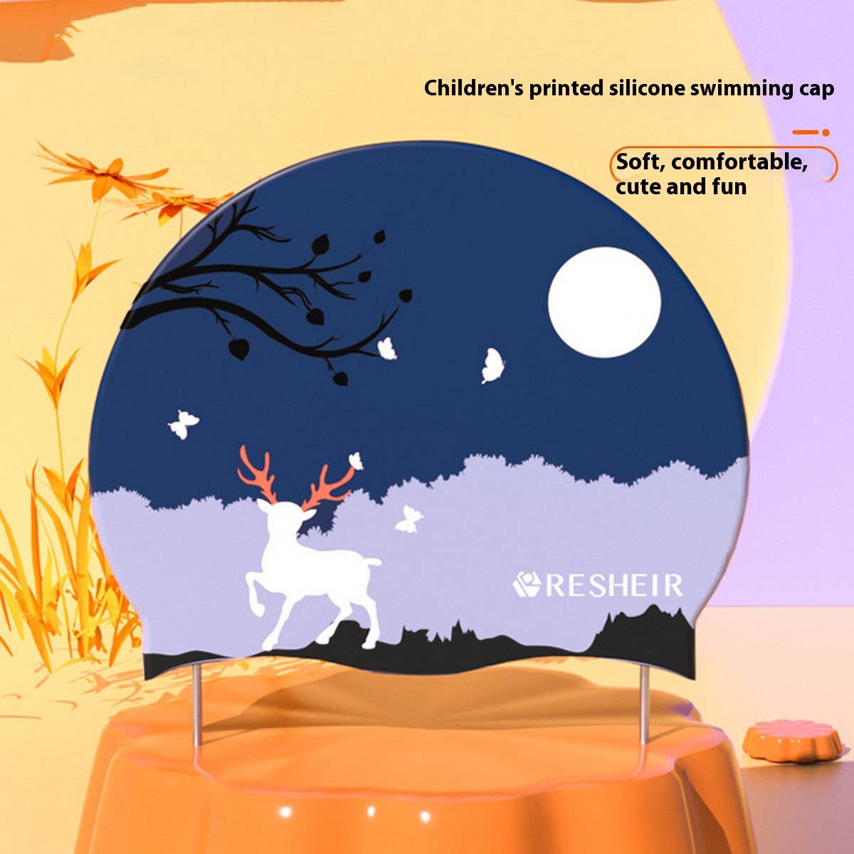 GIRLS XL SILICONE SWIM CAP CUTE PRINT_CWMM6781