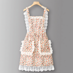 FLORAL LACE TRIM KITCHEN APRON FOR WOMEN_CWMM6594