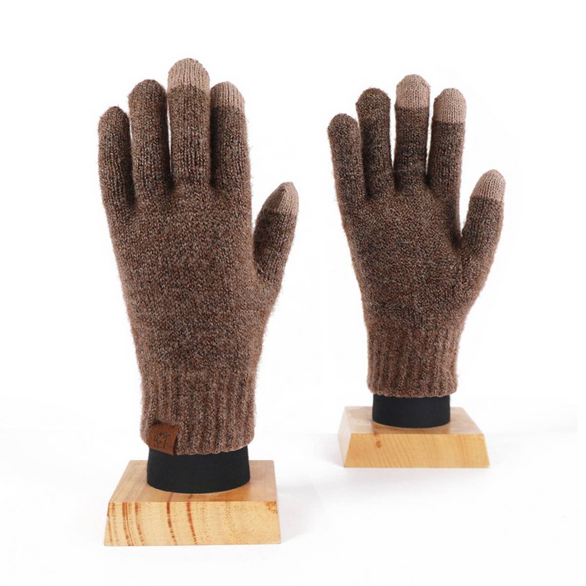 KNITTED FLEECE PLAID TOUCH SCREEN WARM GLOVES_CWAG0371