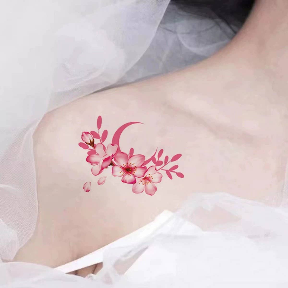 PEACH BLOSSOM TATTOOS SWEET COOL GIRL STYLE_CWMM8236