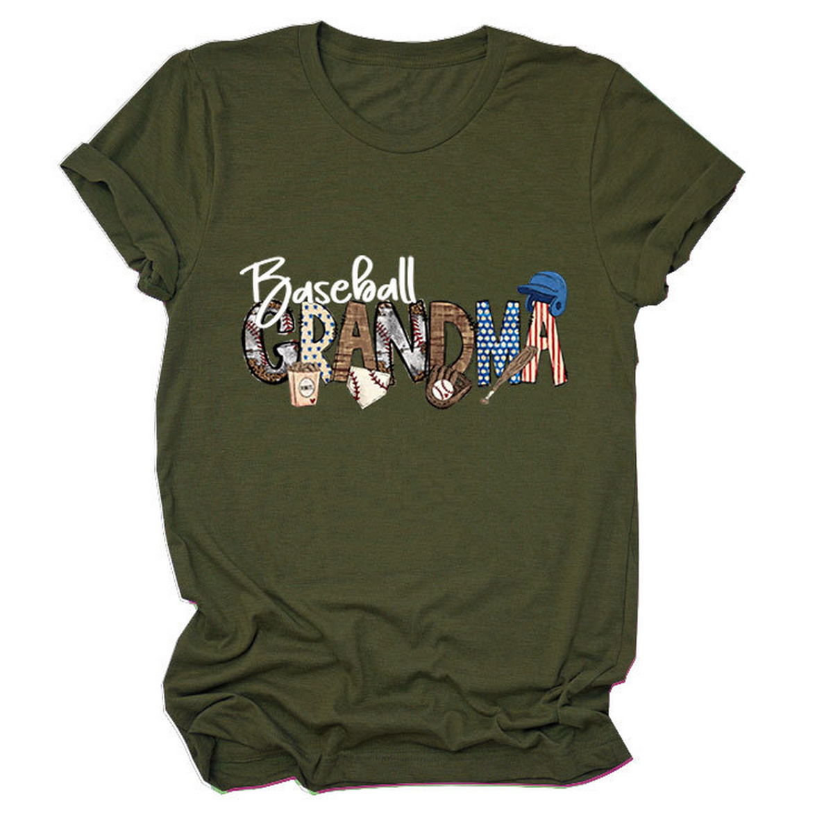 CASUAL CREW NECK TEE BASEBALL GRANDMA SHIRT_CWTTSL0496