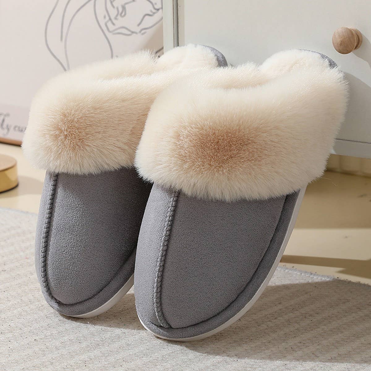 FLUFFY COZY WARM SOFT HOUSE SLIPPERS_CWSHS0253