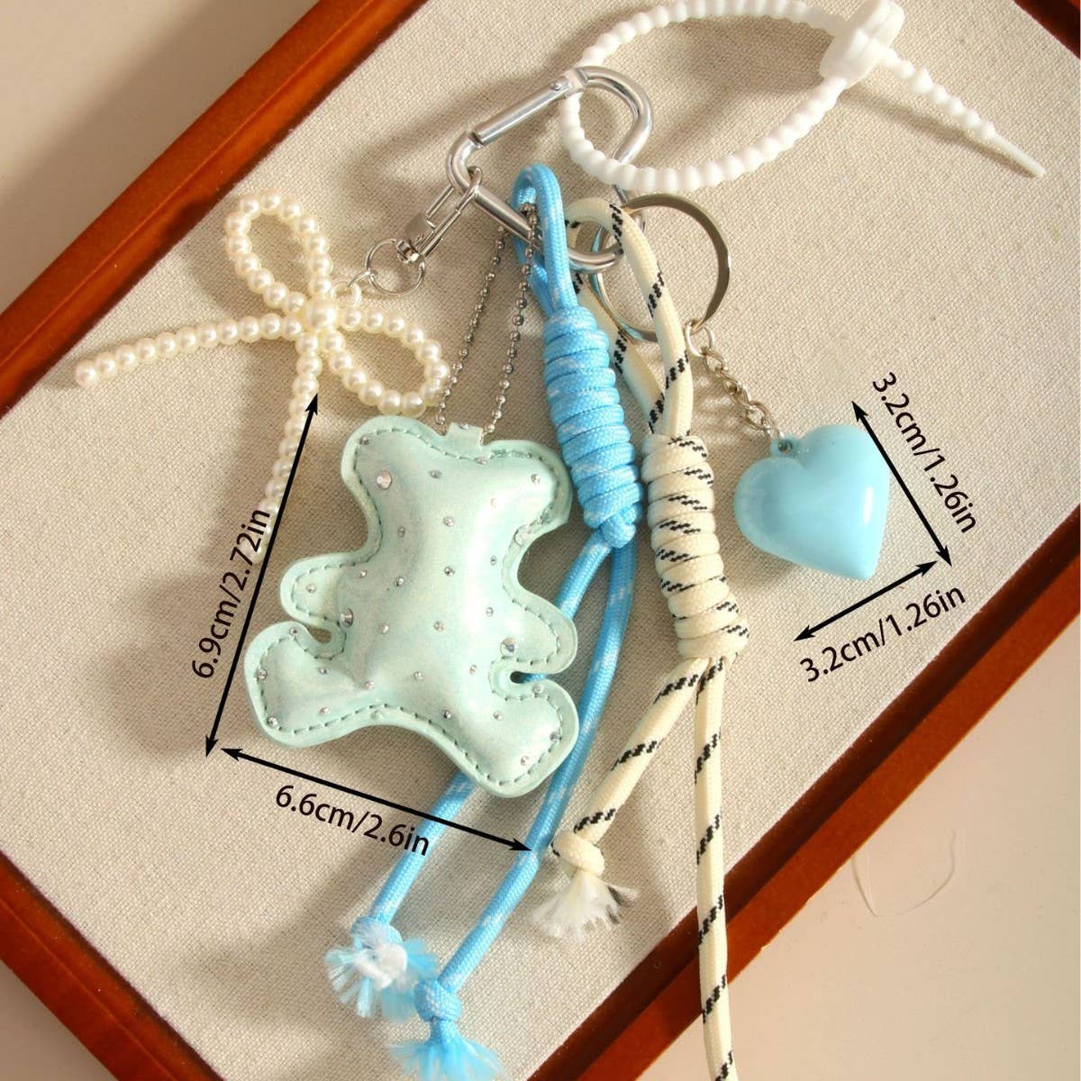 STYLISH BEAR KEYCHAIN WITH HEART BOW ACCENT_CWMM7761