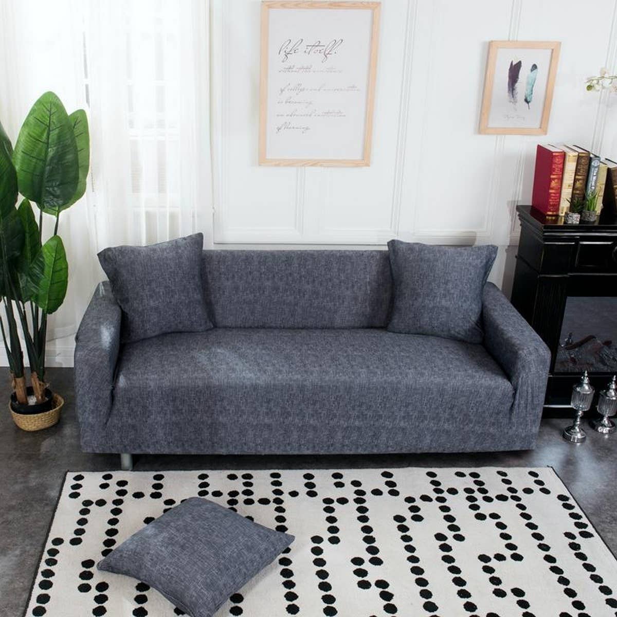 STRETCH SOFA COVER SOLID PRINT ALL IN ONE FIT_CWMM8309