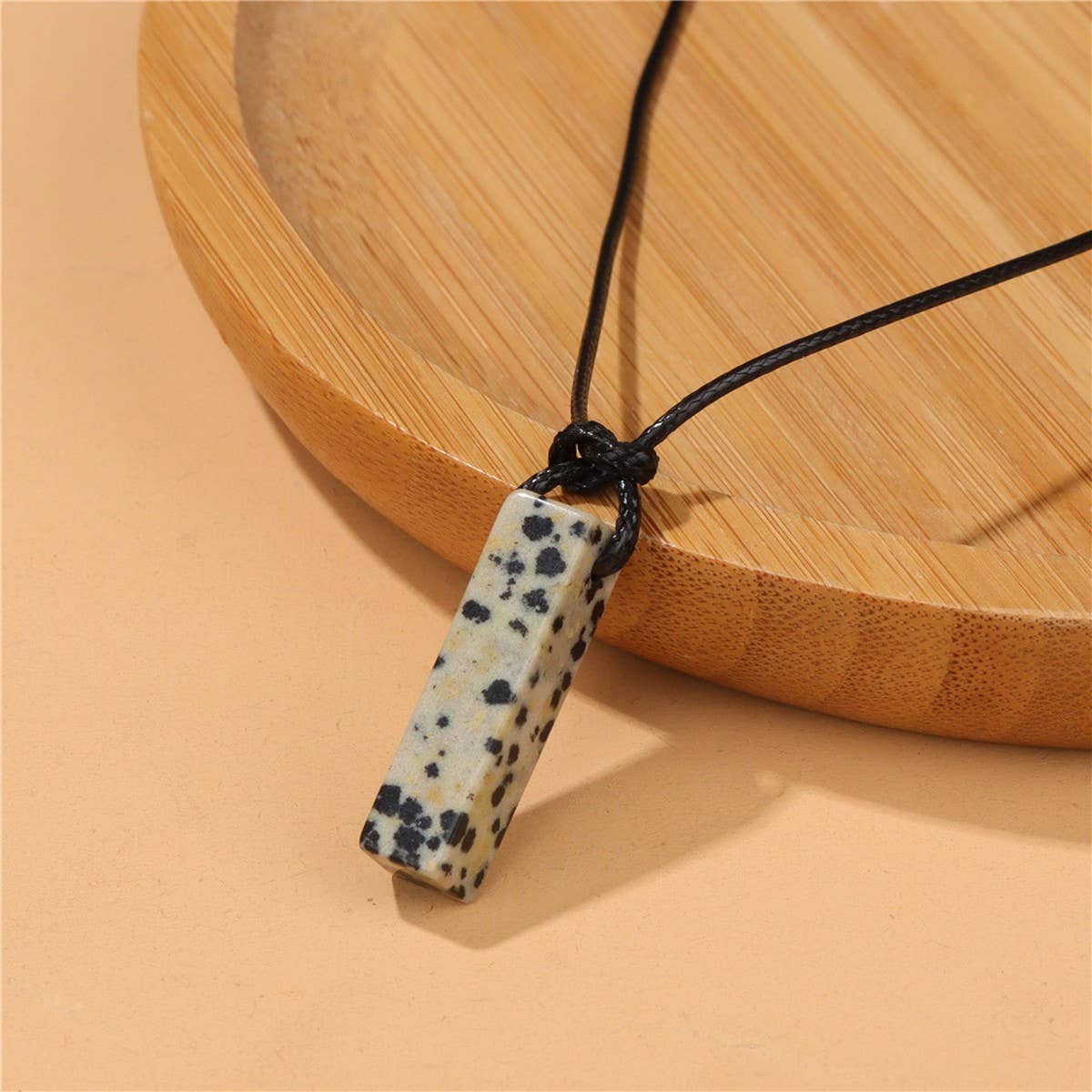 Cwaje3881_Irregular Stone Rectangular Pendant Necklace
