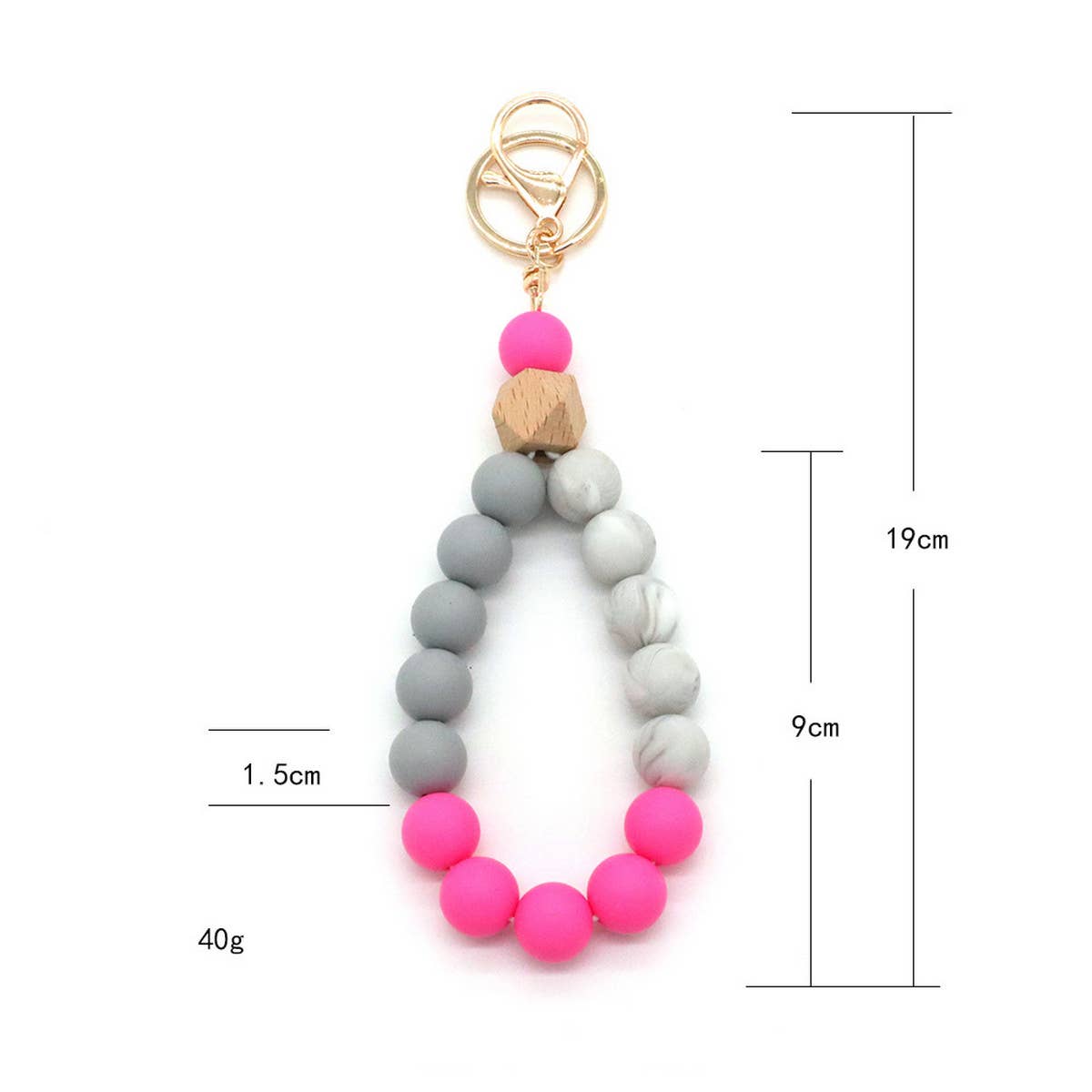 COLORFUL SILICONE BEAD BRACELET KEYCHAIN_CWMM1575