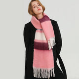 Fuzzy Mohair-Feel Rainbow Fringe Scarf_Cwasc2757