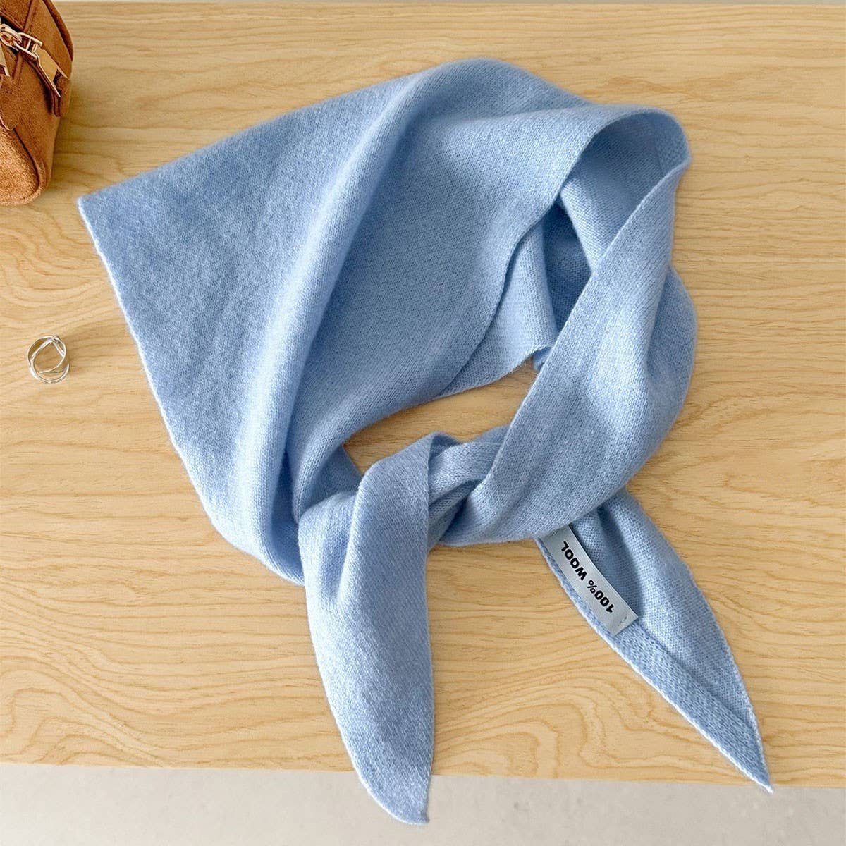 100% Wool Triangle Scarf Warm Knit Shawl_Cwov00262