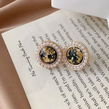 S925 Silver Needle Pearl Stud Geometric Earrings