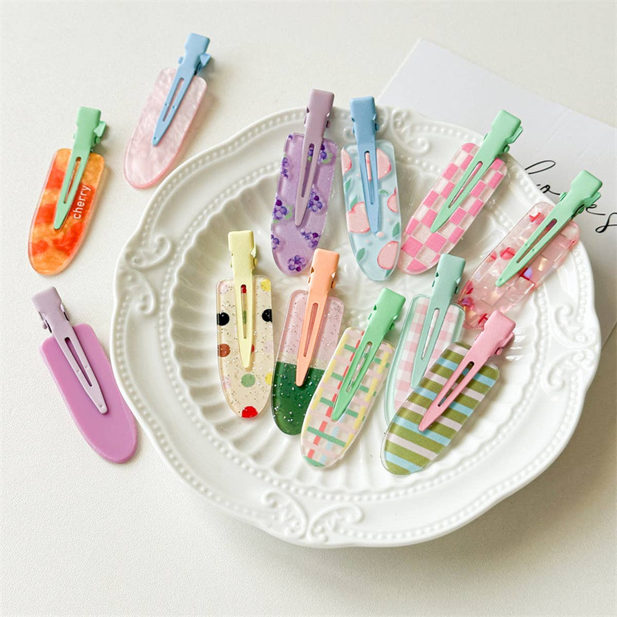 JELLY COLOR NO CREASE HAIR CLIP CUTE MAKEUP PIN_CWAHA1373