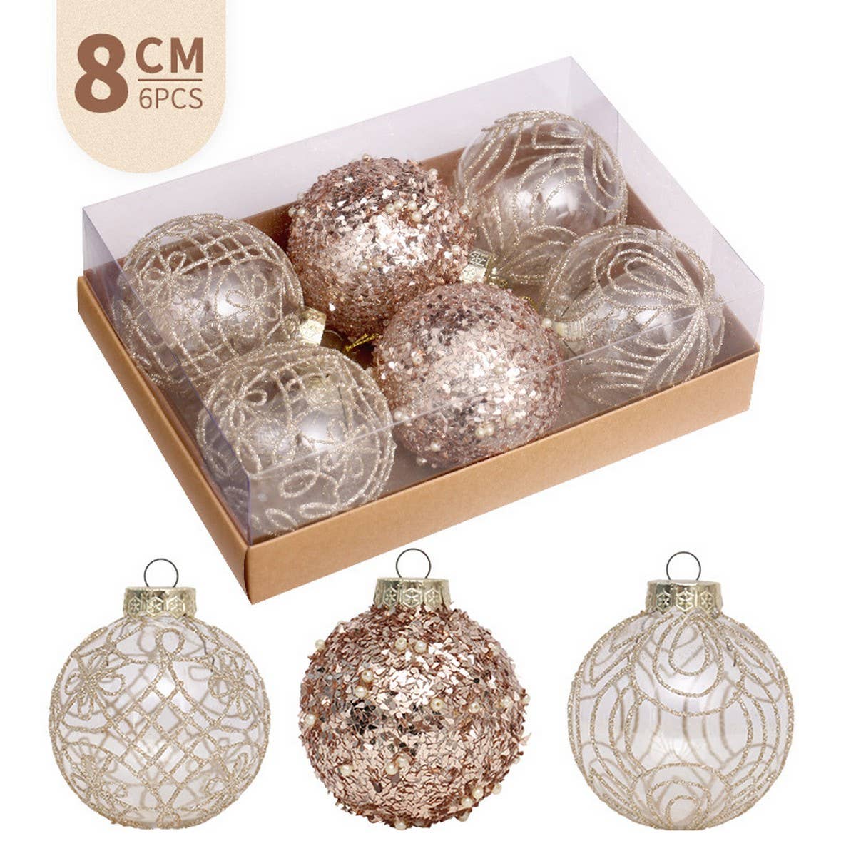 8CM PAINTED XMAS BALL ORNAMENTS GIFT BOX SET_CWMM9879