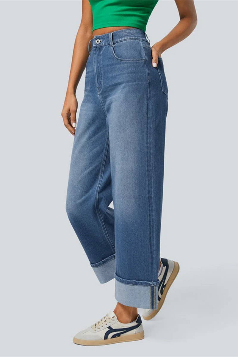 Cwjp0586_High Waist Straight Leg Wide Leg Jeans