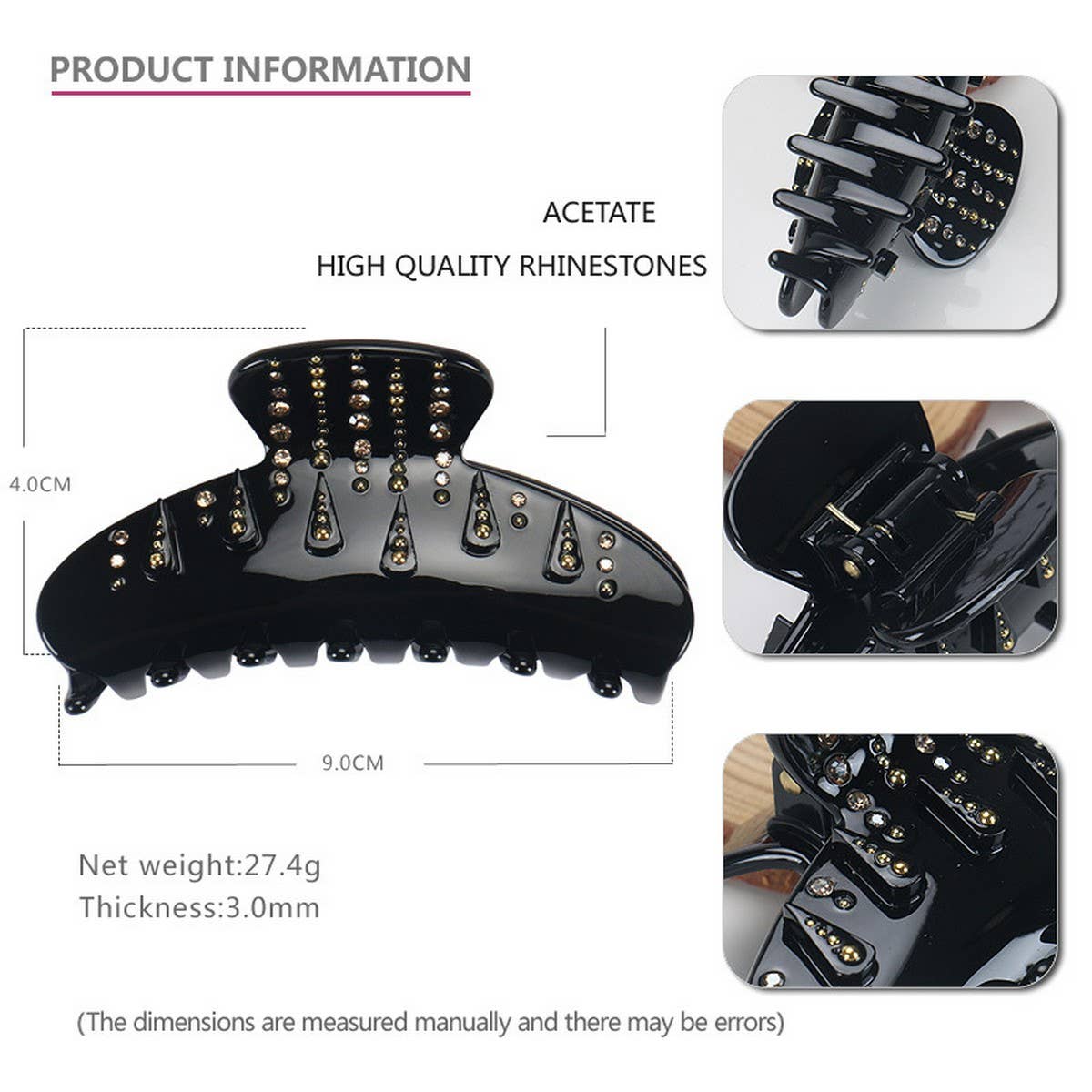 DIAMOND HAIR CLIP PONYTAIL CLIP LARGE SHARK CLIP_CWAHA4247