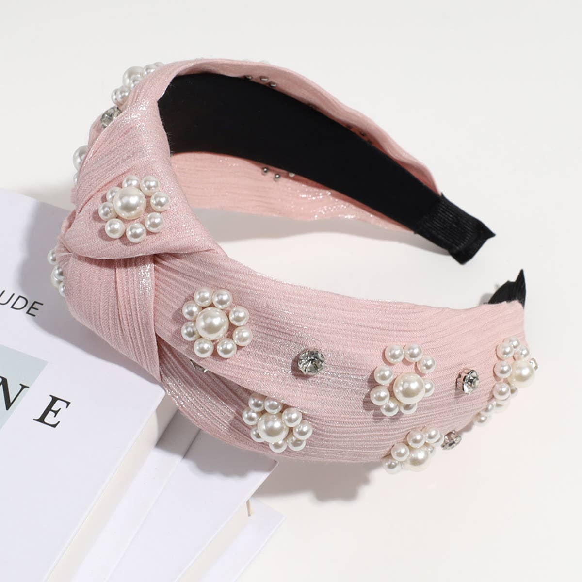 Women Imitation Pearl Knotted Headband