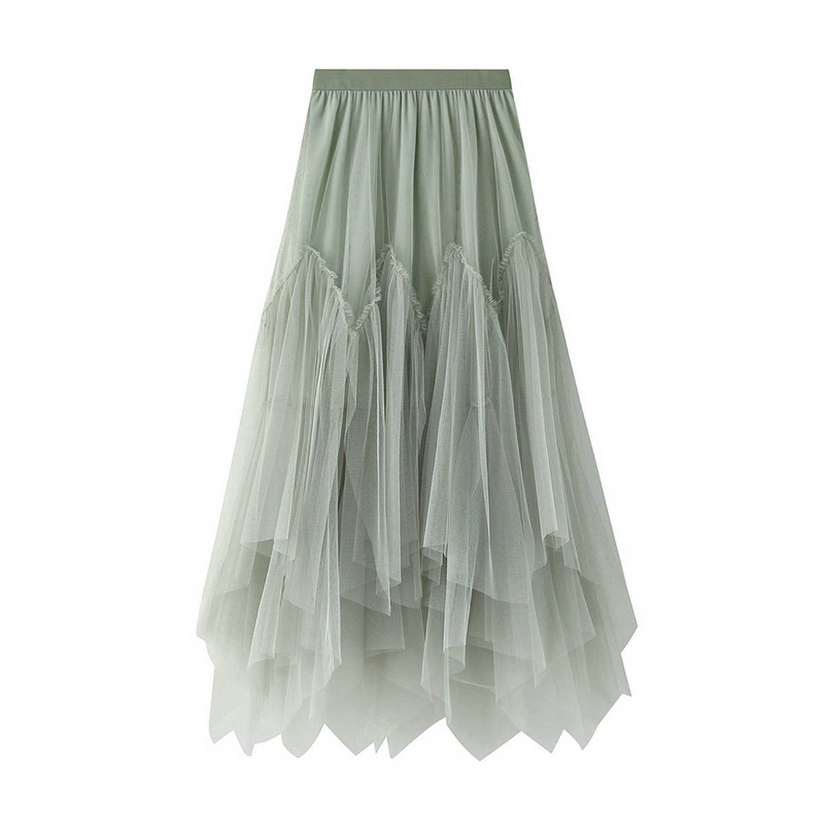 IRREGULAR PLEATED TULLE MIDI SKIRT WITH VOLUME_CWBMS0383