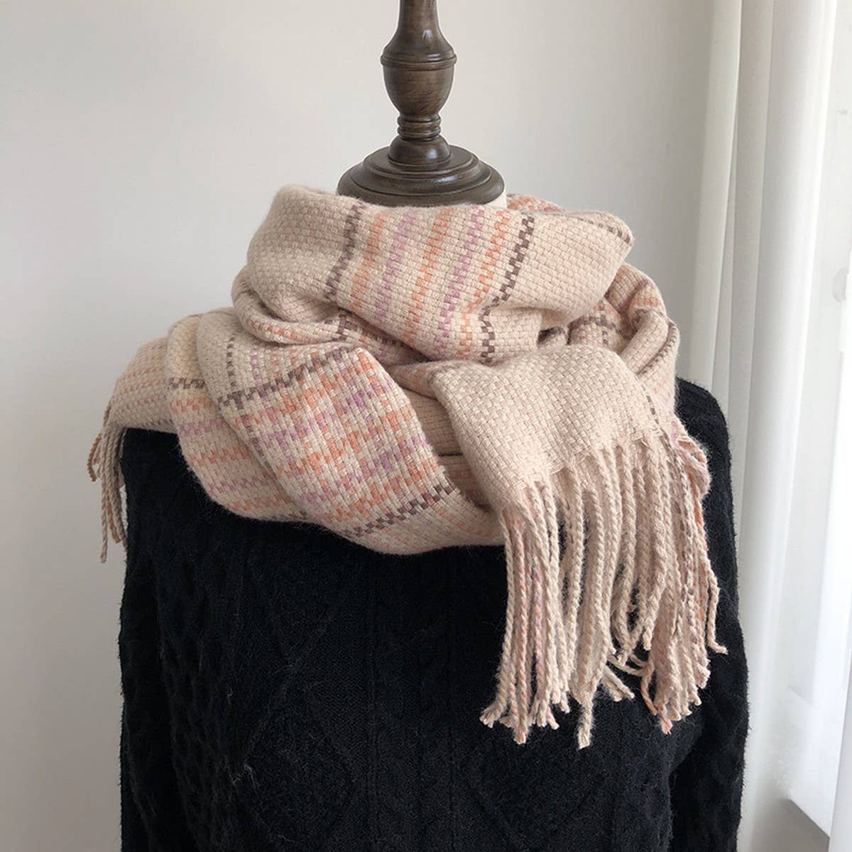 PLAID FAUX CASHMERE SCARF THICK WARM WINTER WRAP_CWASC1453