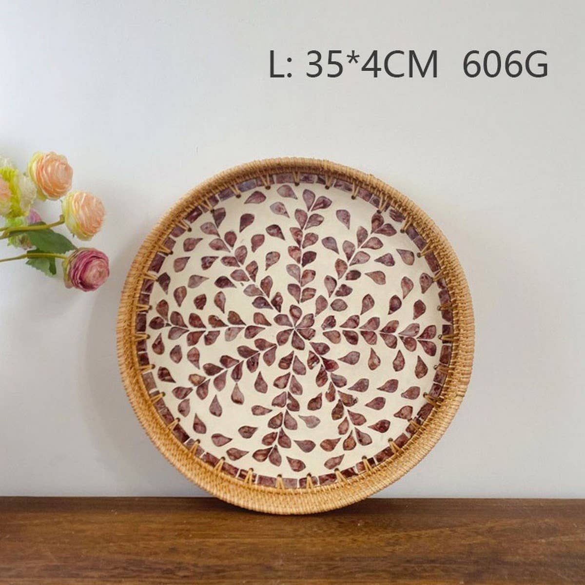 RATTAN FRUIT PLATE TEA ROOM SHELLBASKET ROUND PLATE_CWMM4495