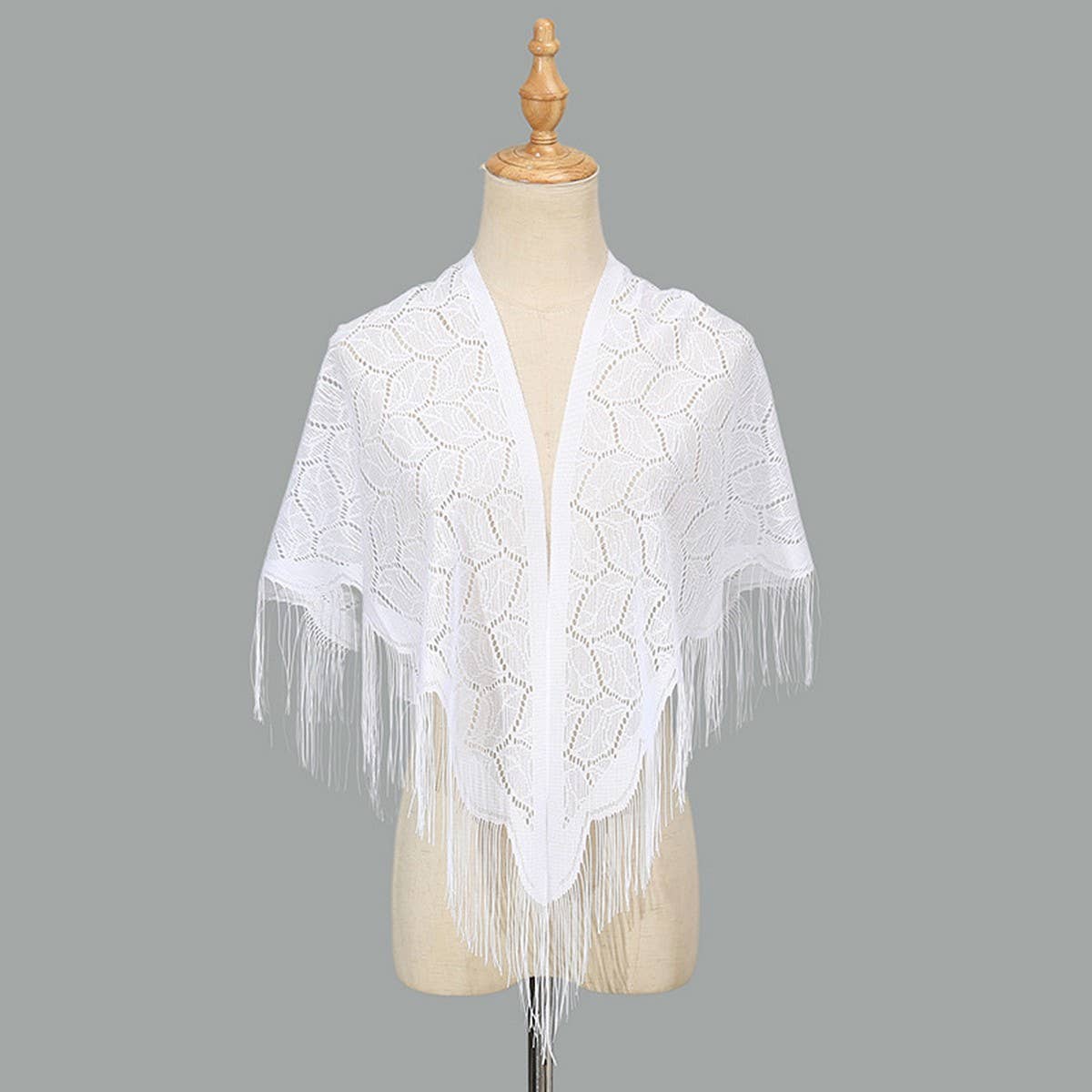 SUMMER WAISTCOAT HOLLOW TASSEL TRIANGLE SHAWL_CWMM1997