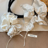 POLKA DOT BOW SCRUNCHIE WITH BALLET RIBBON TAILS_CWAHA5515