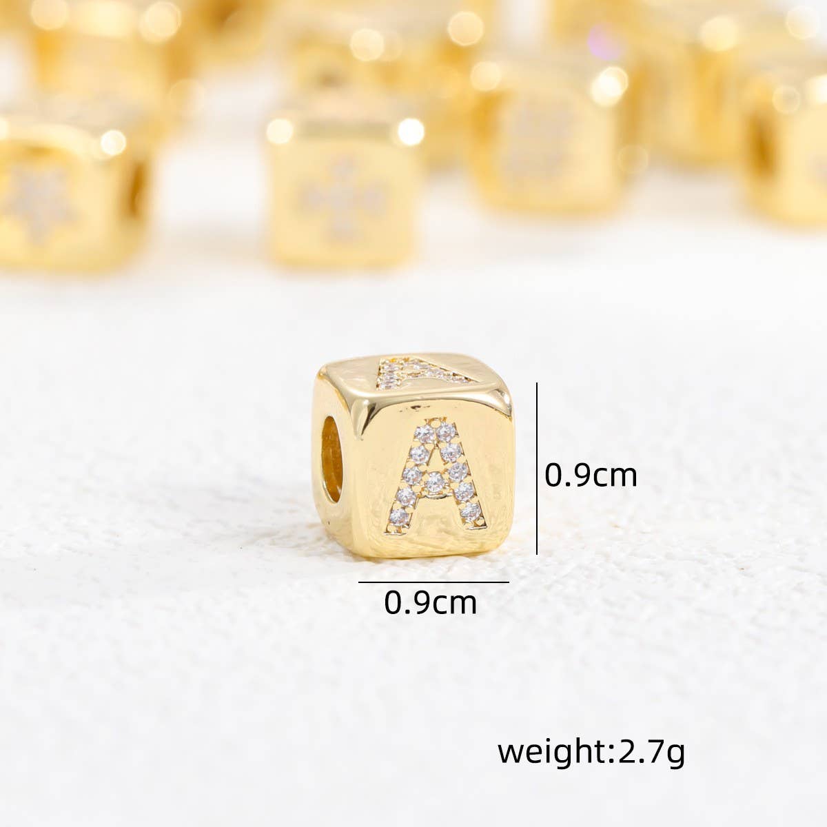 18K GOLD PLATED ZIRCONIA DICE PENDANT NECKLACE_CWMM5876
