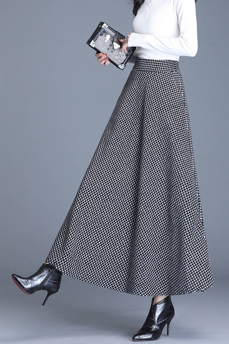 Woolen Thickened Waistline Long Skirt