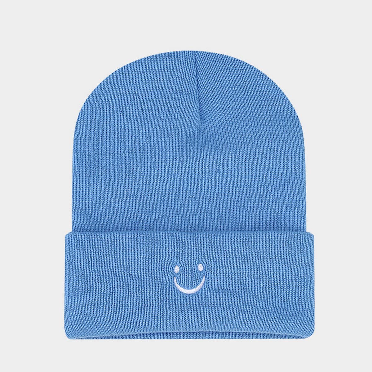 LITTLE SMILEY FACE SIMPLE EMBROIDERED KNITTED HAT_CWAH2070